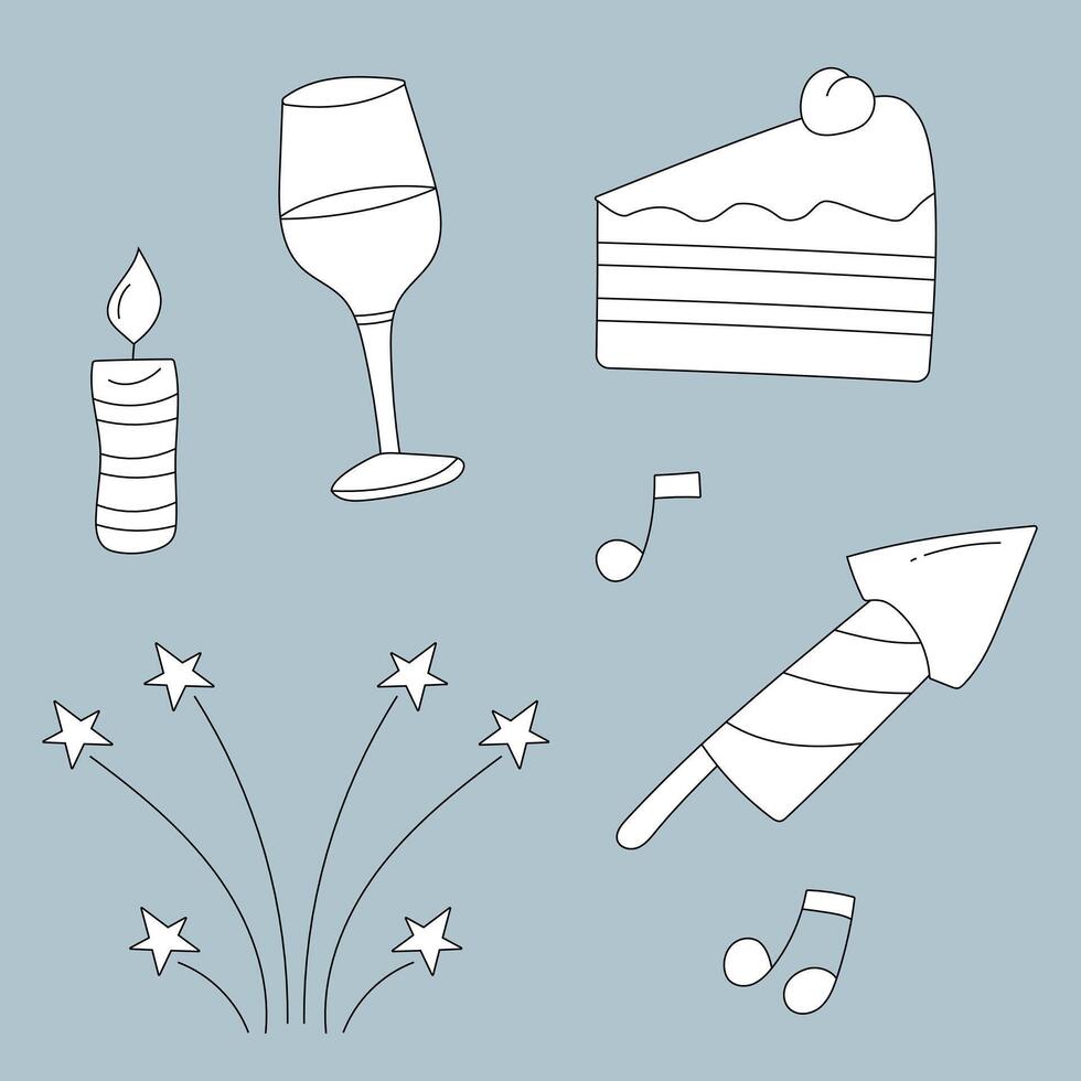 Simple Birthday Clipart Doodles vector