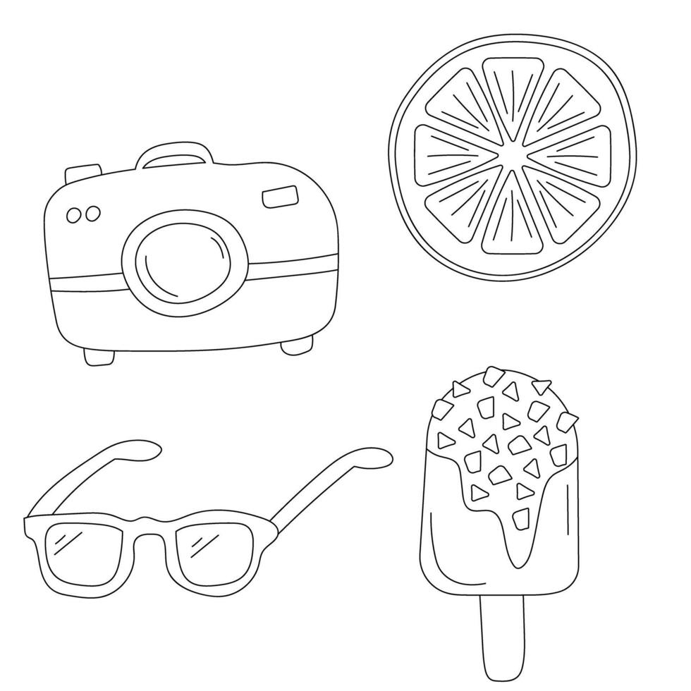 Simple Summer Cartoon Clipart Set vector