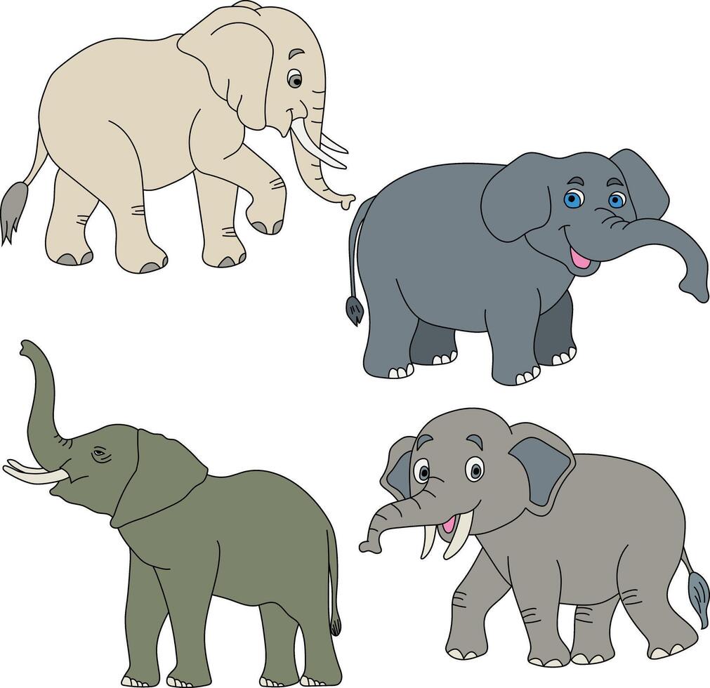 Cartoon Elephant Clipart Doodles vector