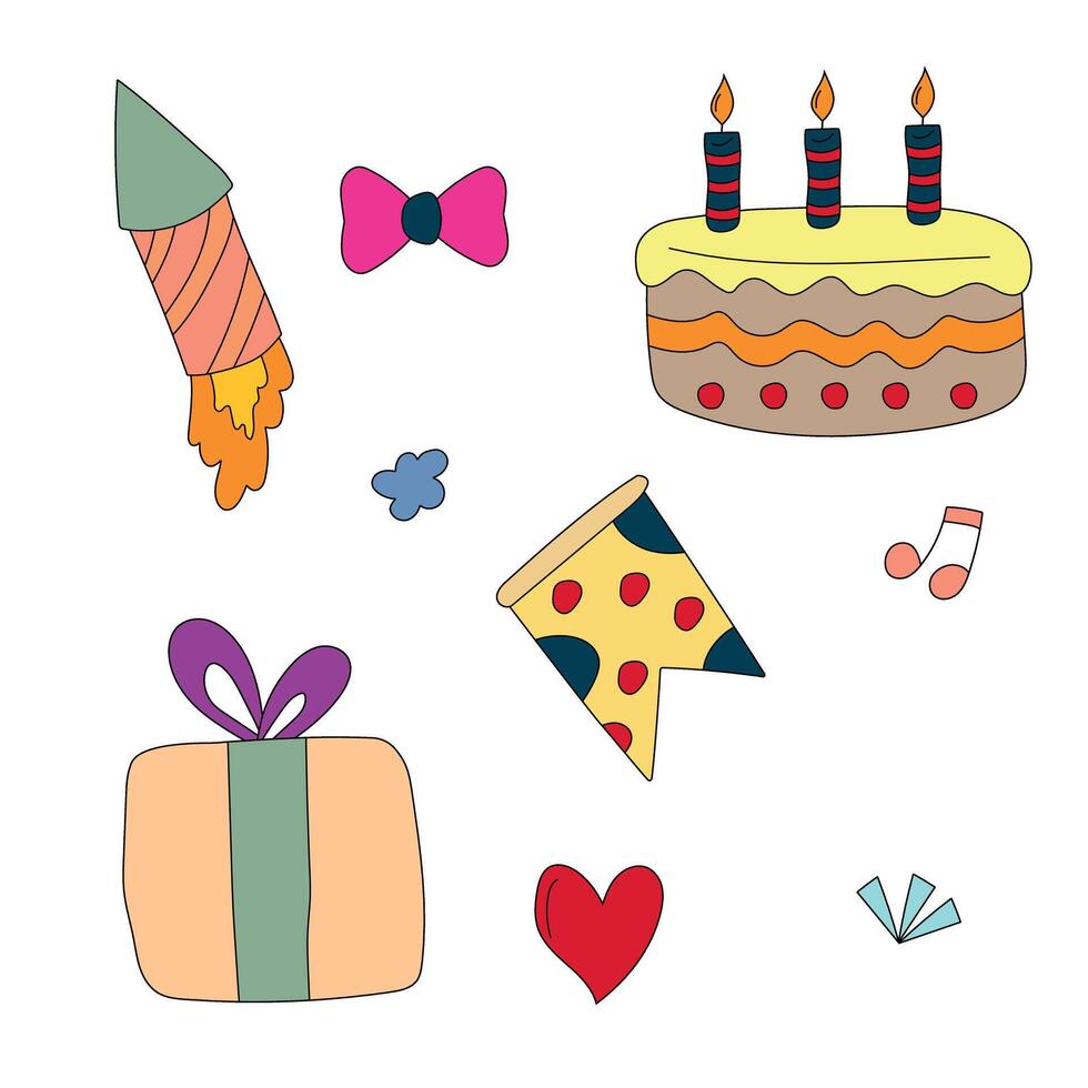 Cartoon Birthday Doodle Illustrations vector