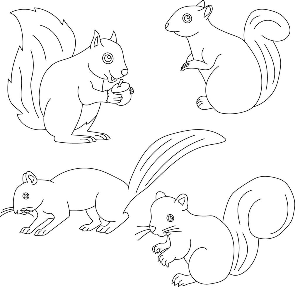Doodle Squirrel Clipart Illustrations vector