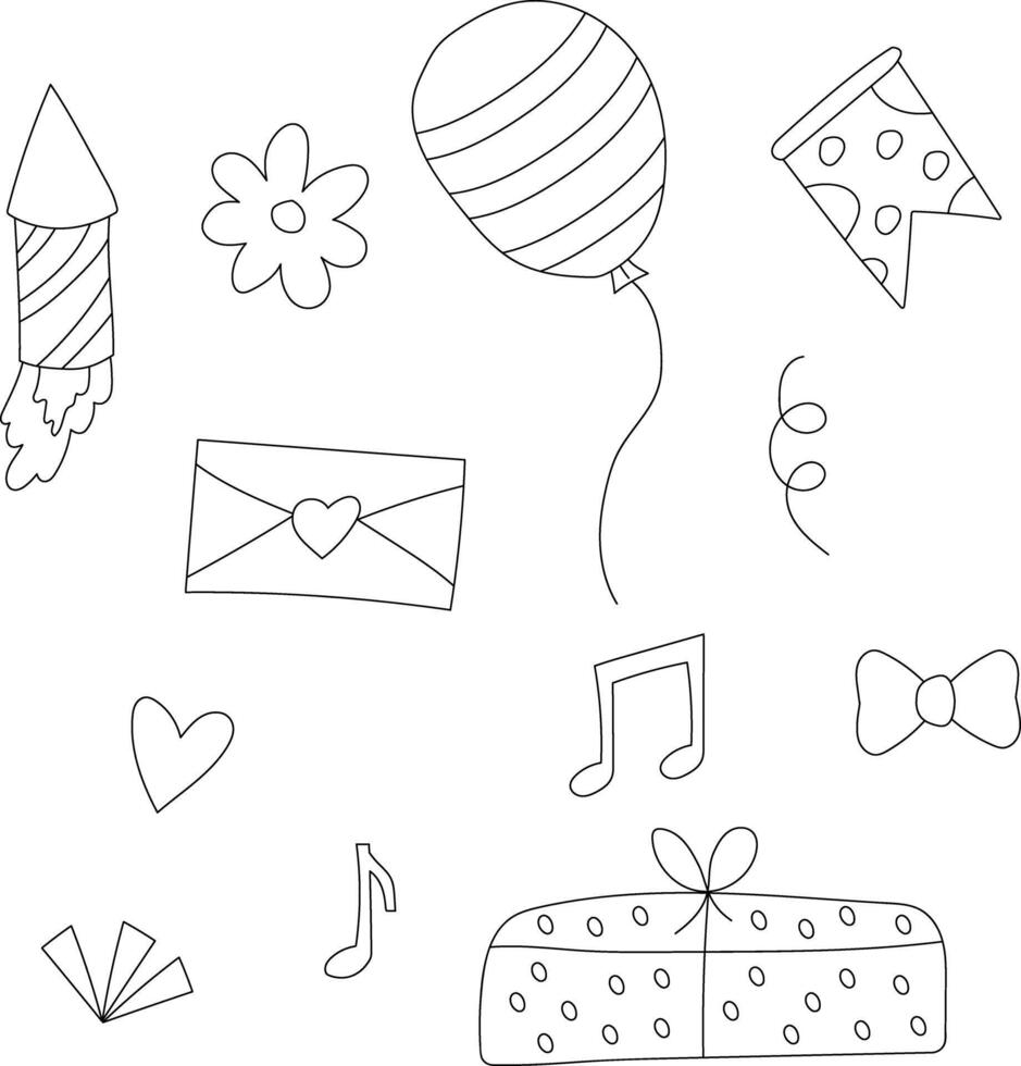 Outlined Party Decorations vector