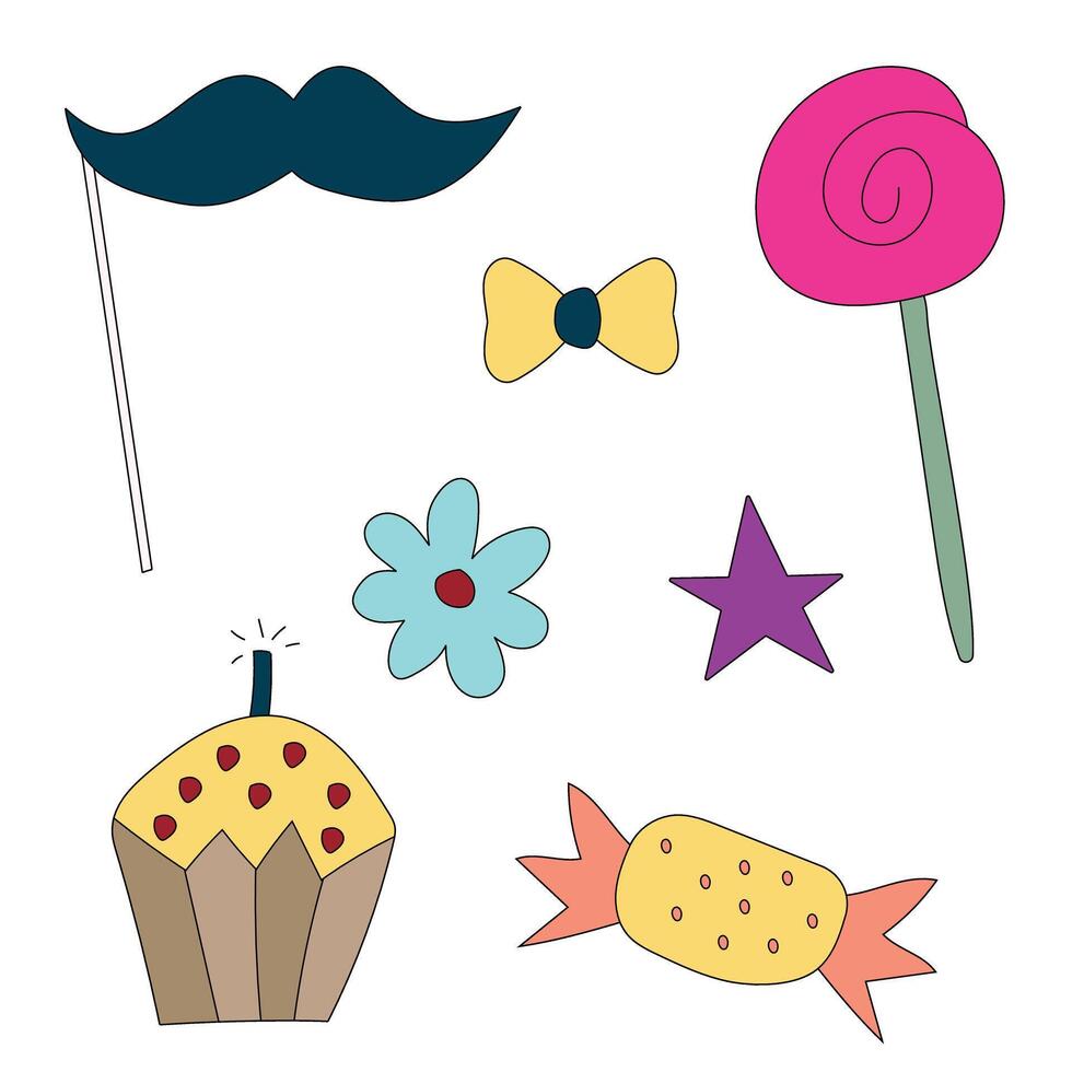 Simple Birthday Doodle Decorations vector