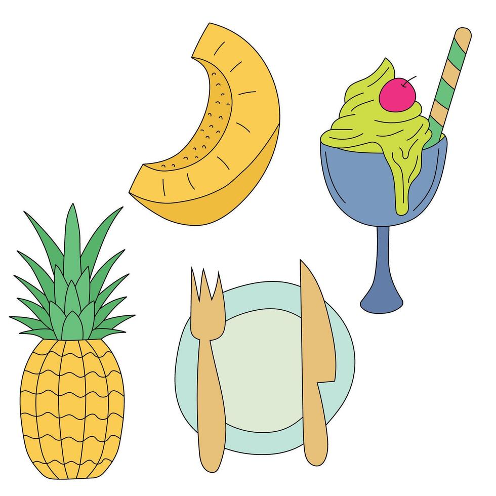 Doodle Summer Clipart Set vector