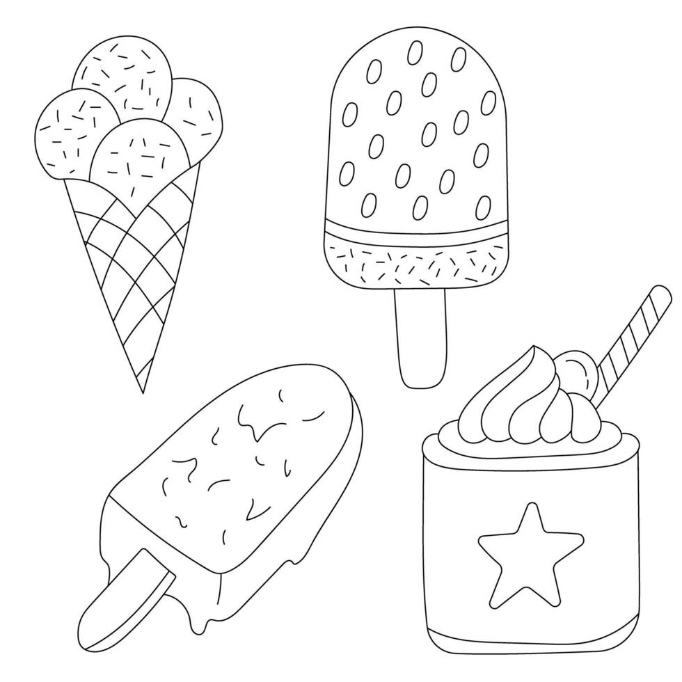 Cartoon Ice Cream Doodle Clipart vector