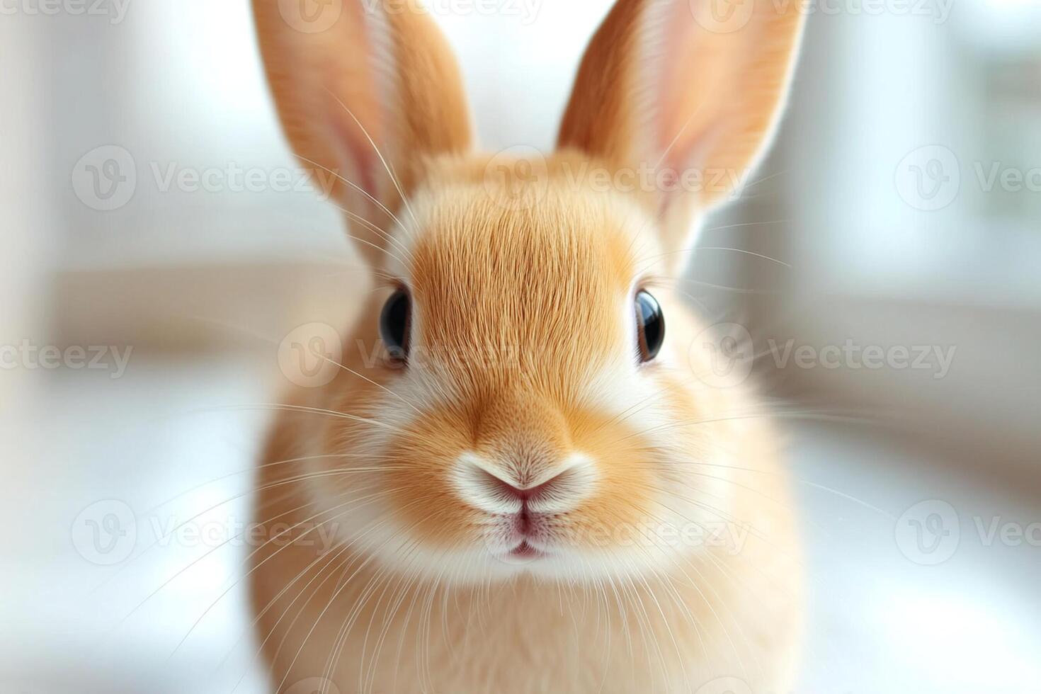 A close up of a rabbit with big ears photo