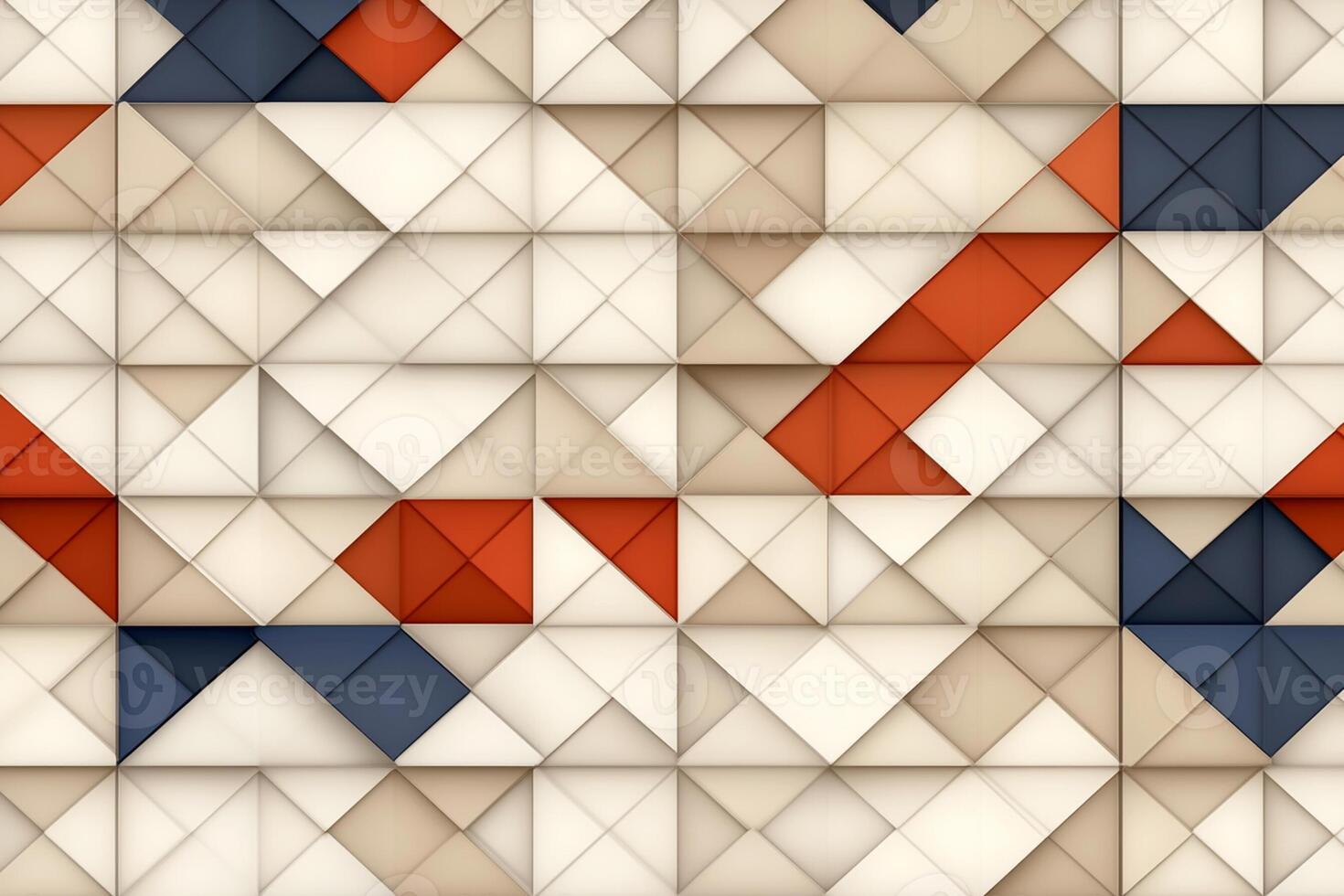 Abstract geometric background with red, blue and white triangles photo