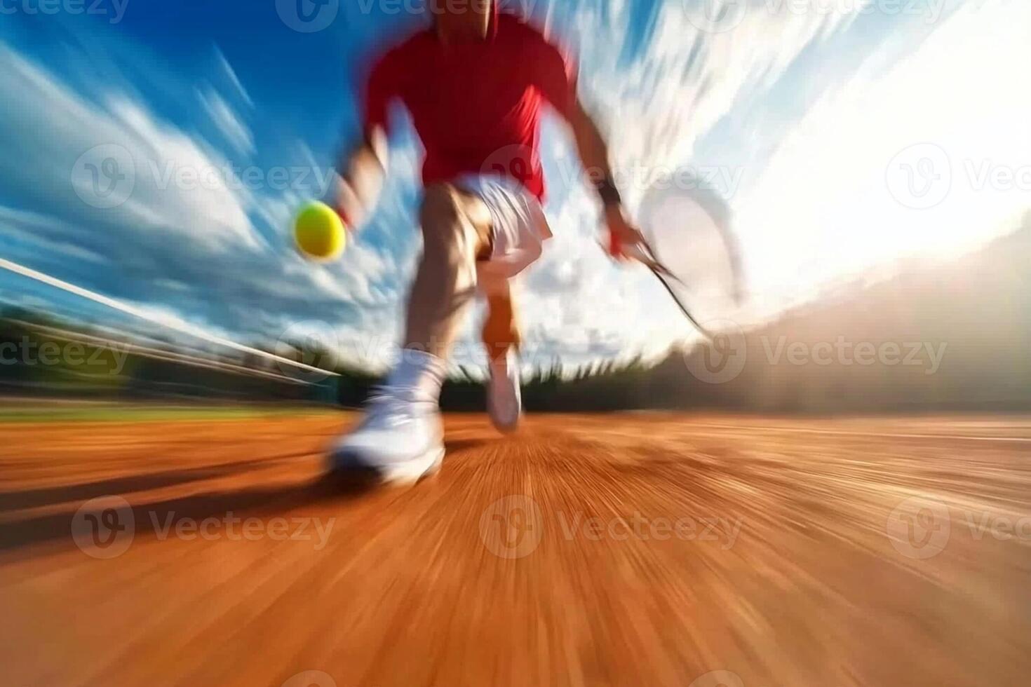 Tennis player on clay court photo