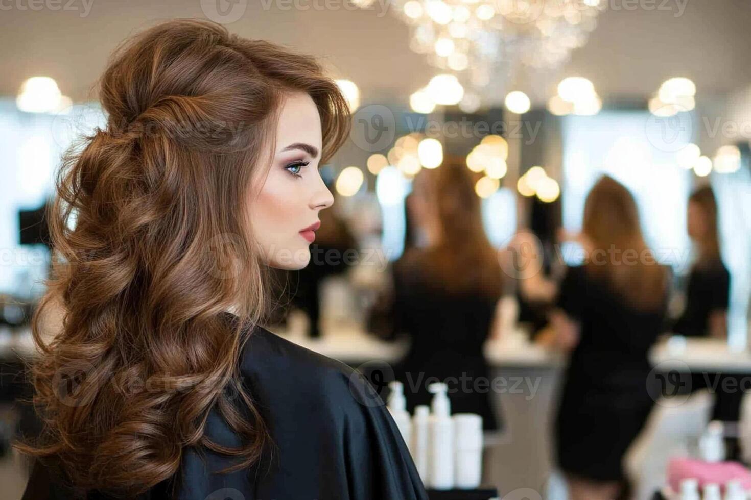 A woman with long hair in a salon photo