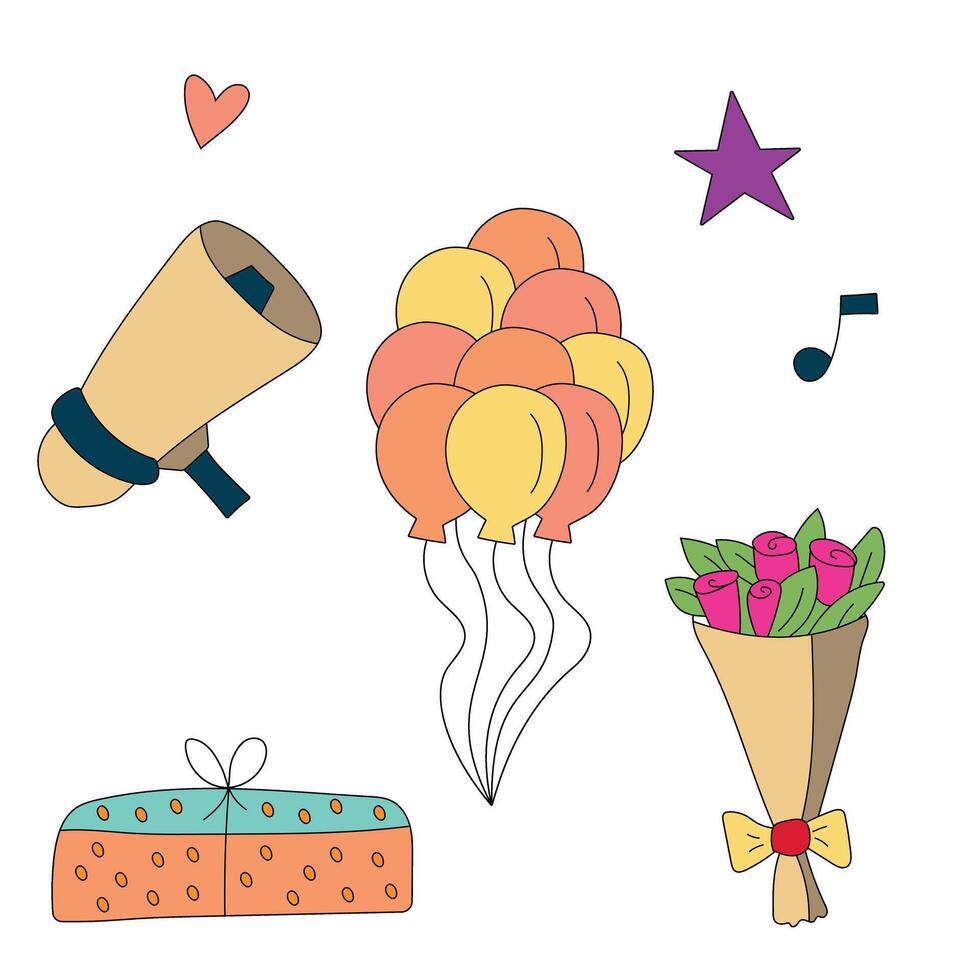 Simple Birthday Doodle Illustrations vector