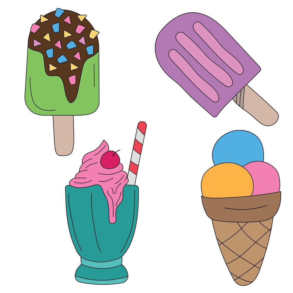 Doodle Ice Cream Clipart Illustrations vector