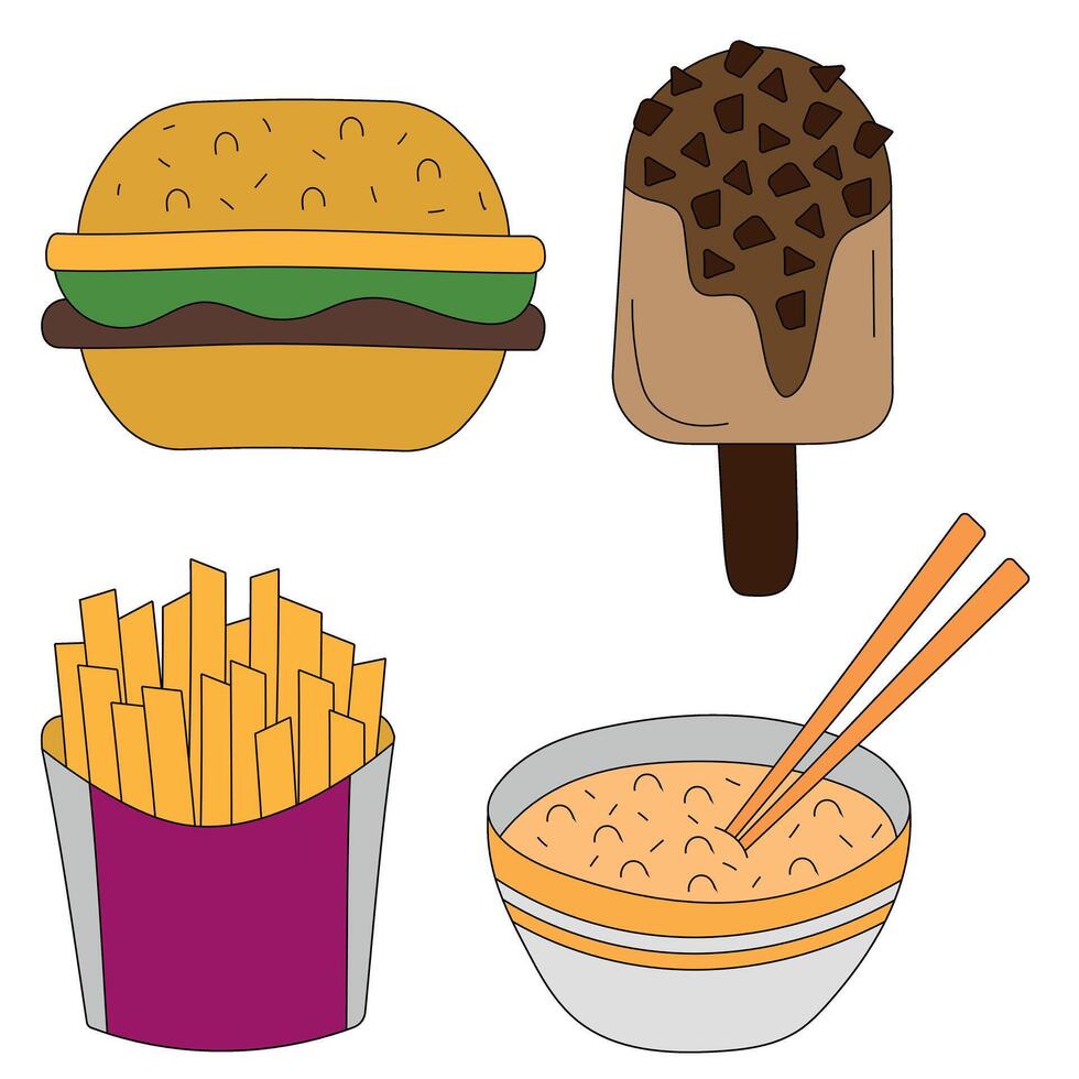 Cartoon Food Doodles vector