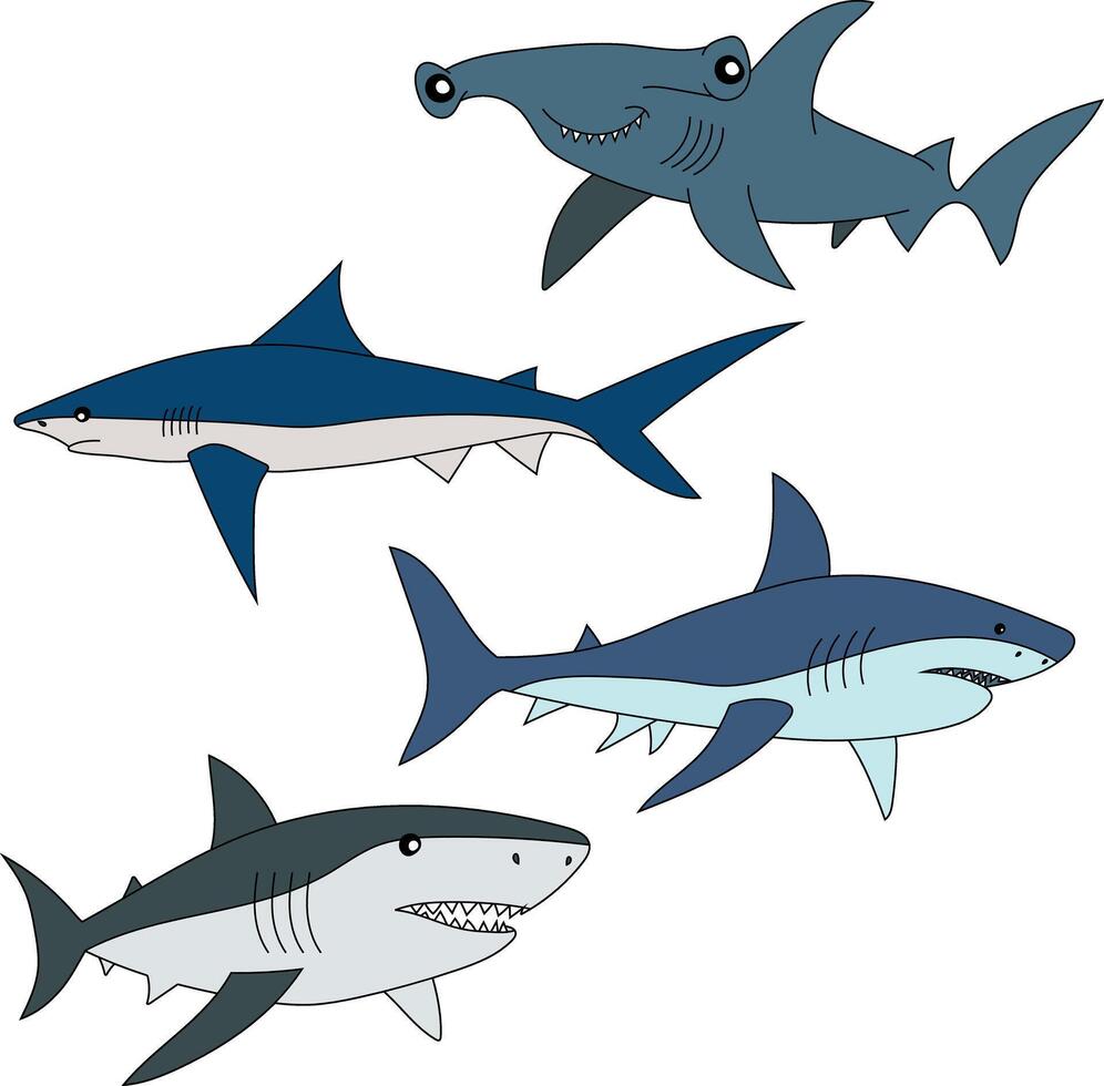 Shark Clipart Doodles vector
