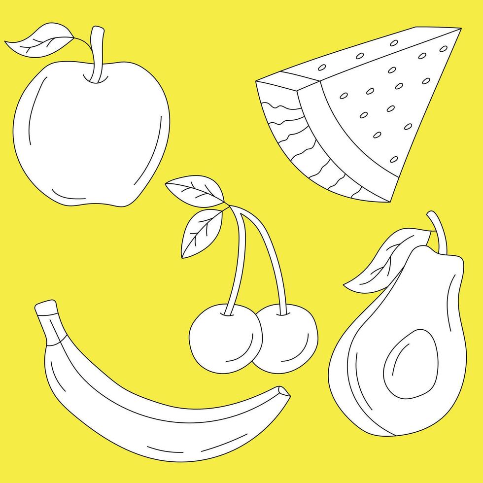 Cartoon Fruit Clipart Set vector