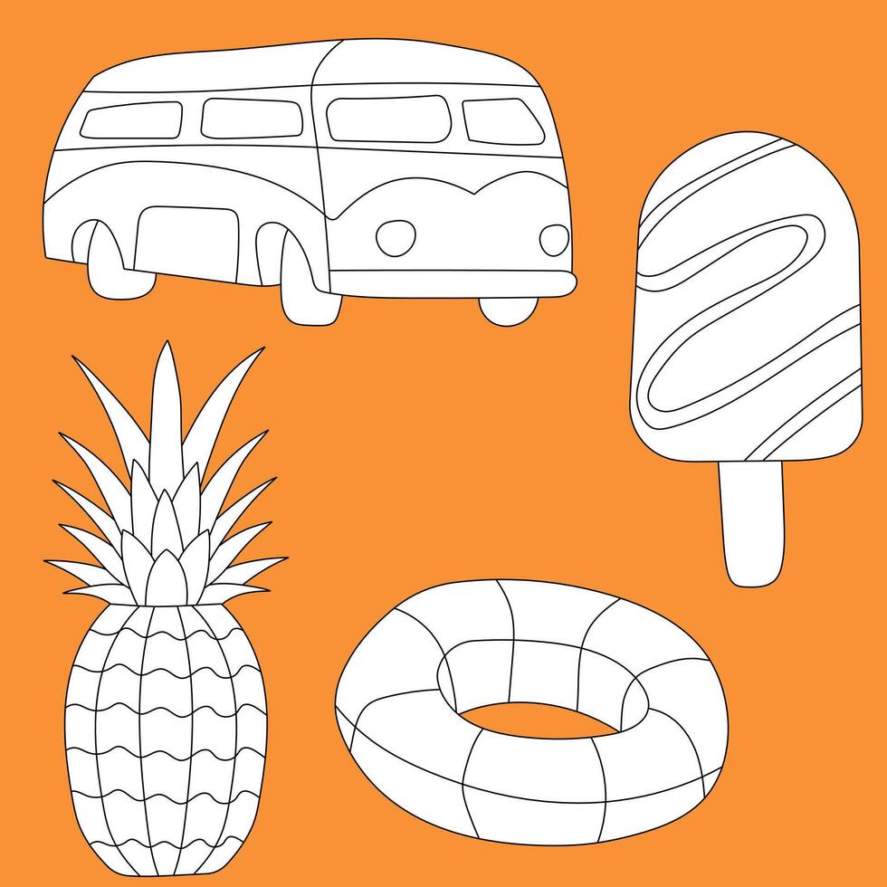 Hand-drawn Cartoon Summer Clipart Collection vector