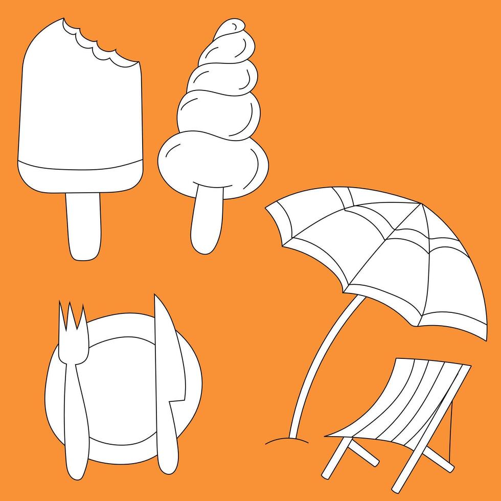 Doodle Simple Summer Clipart vector