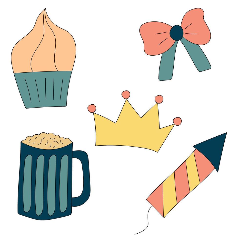 Birthday Cartoon Clipart Set vector