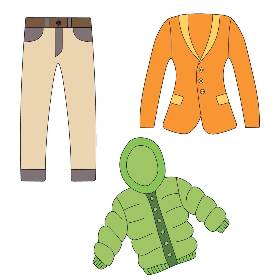Doodle Clothing Clipart Set vector