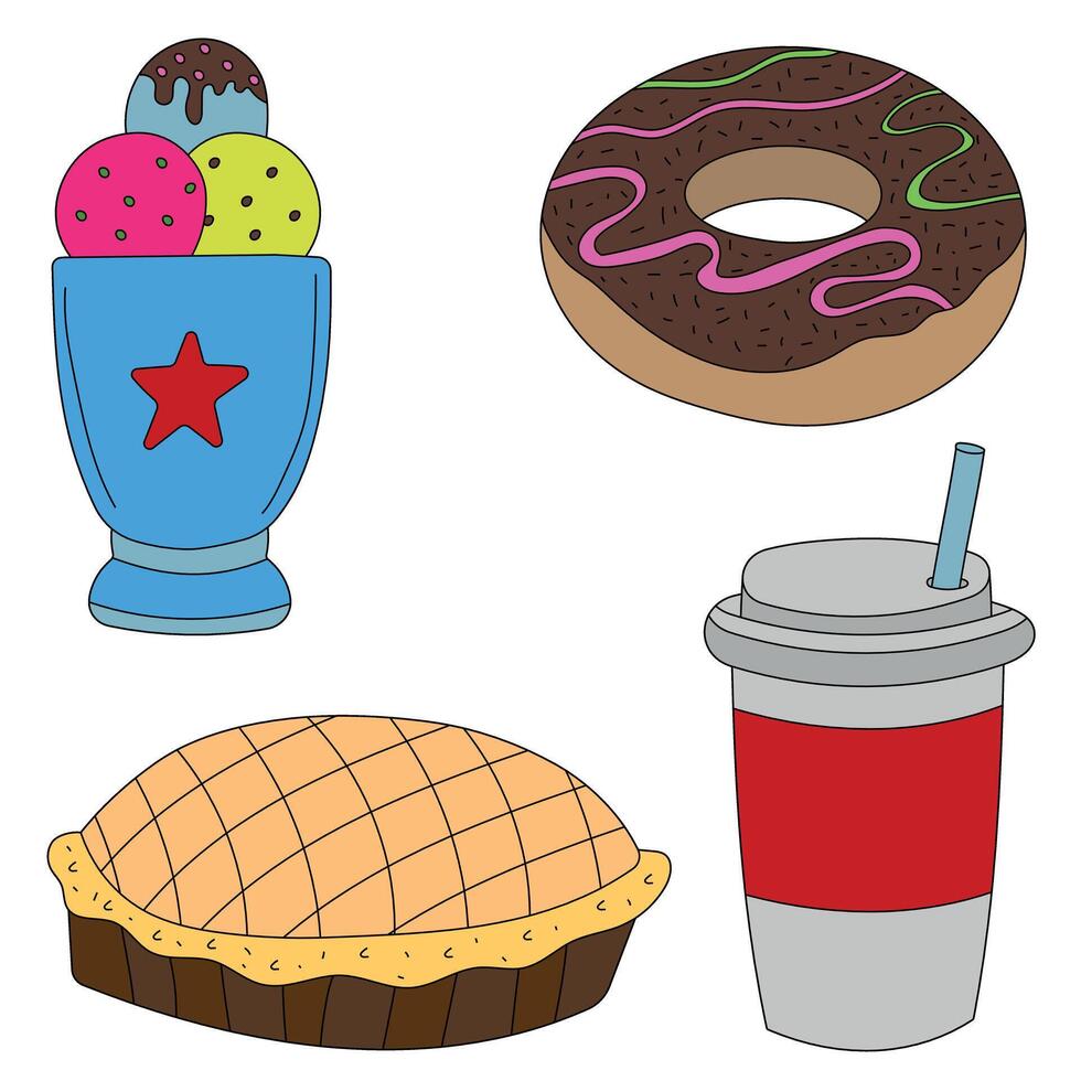 Simple Food Doodles vector