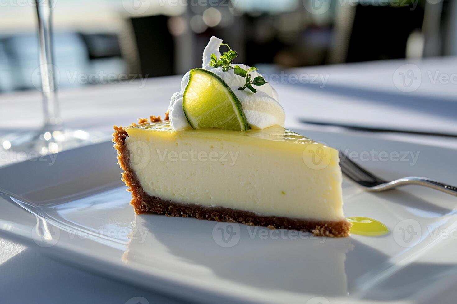 A slice of cheesecake on a white plate photo