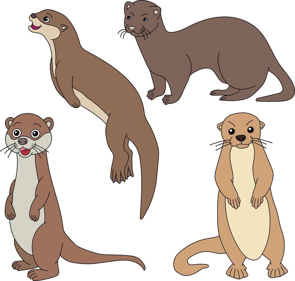 Hand-drawn Otter Clipart Doodles vector