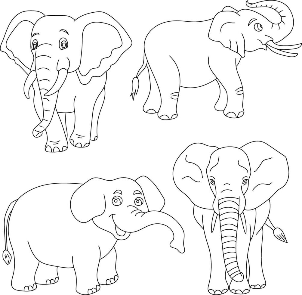 Doodle Elephant Clipart Illustrations vector