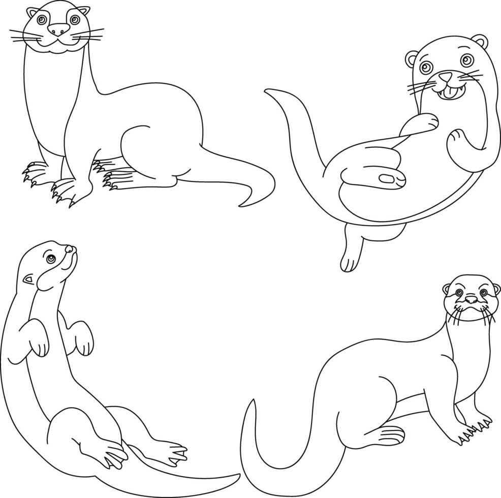 Cartoon Otter Clipart Illustrations vector