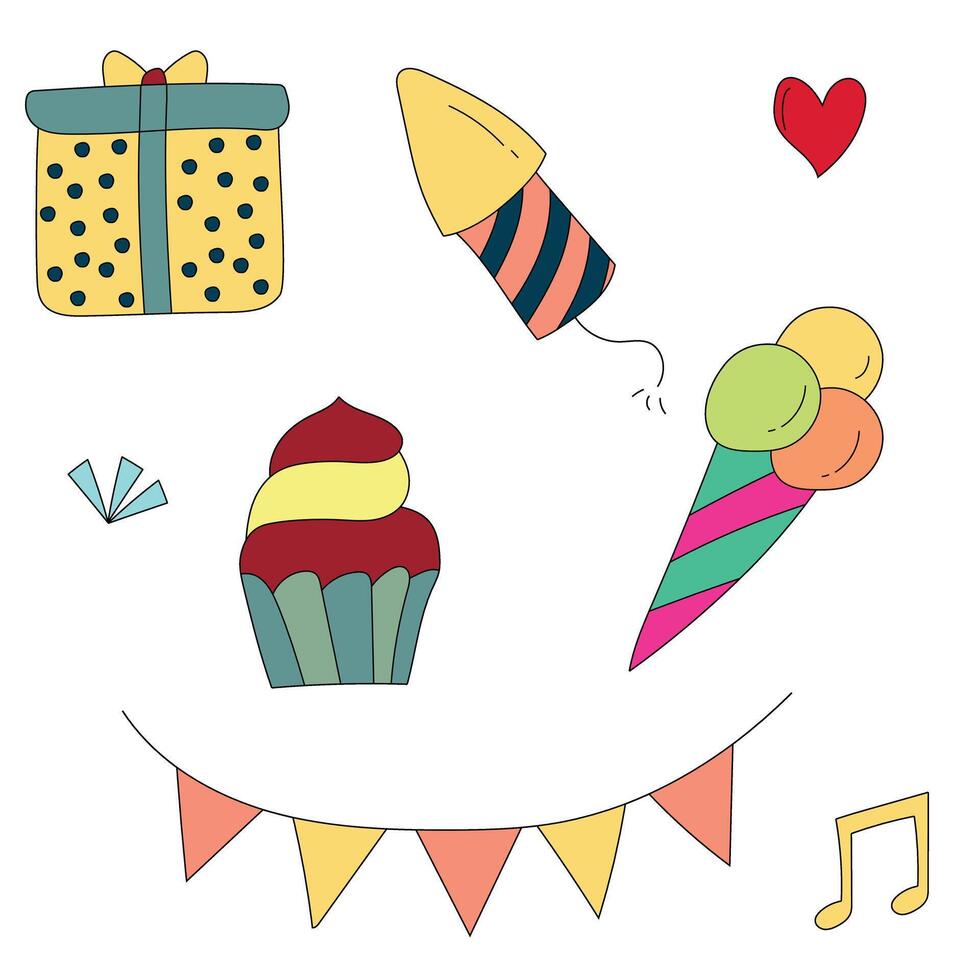 Birthday Cartoon Decorations vector