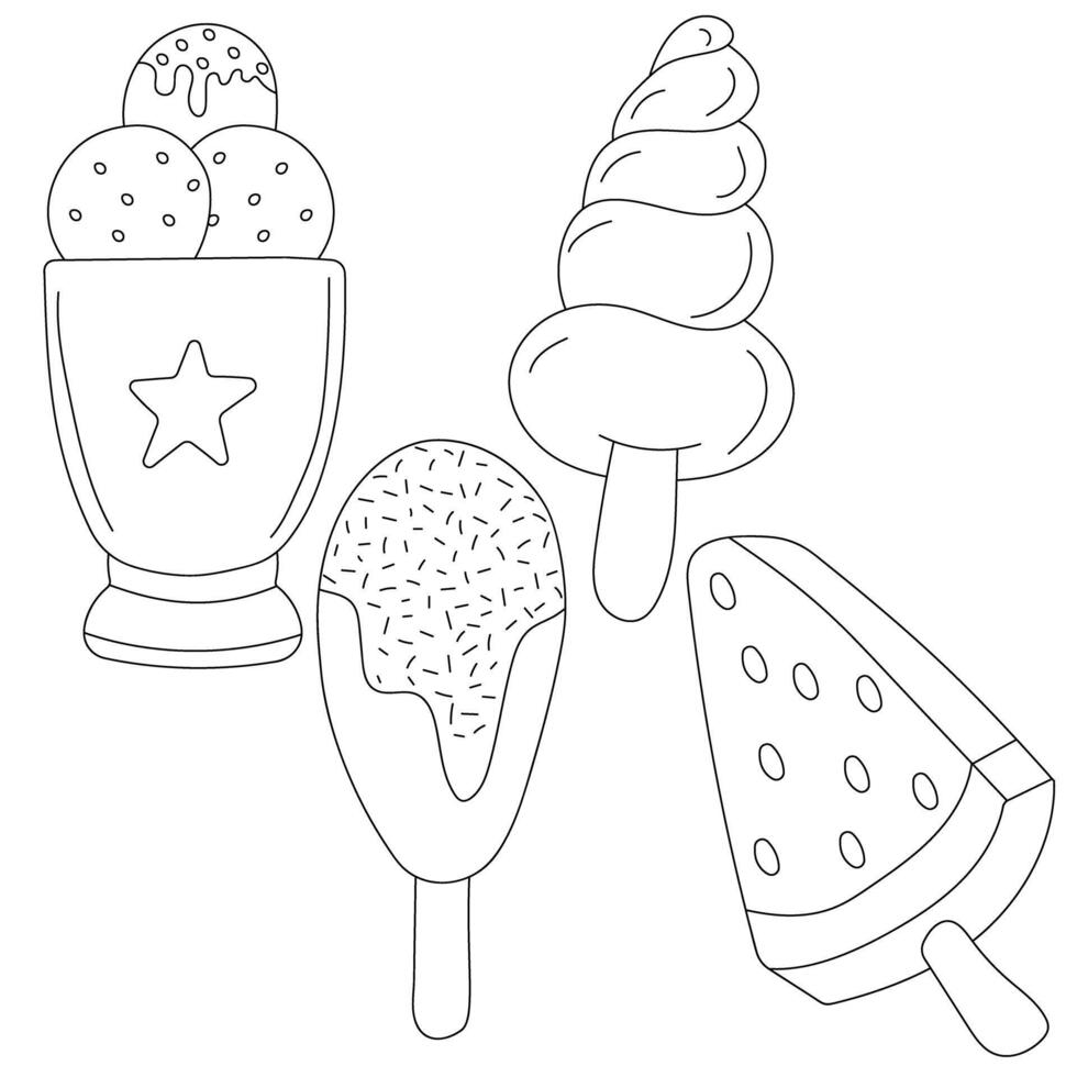 Hand-drawn Ice Cream Doodle Clipart vector