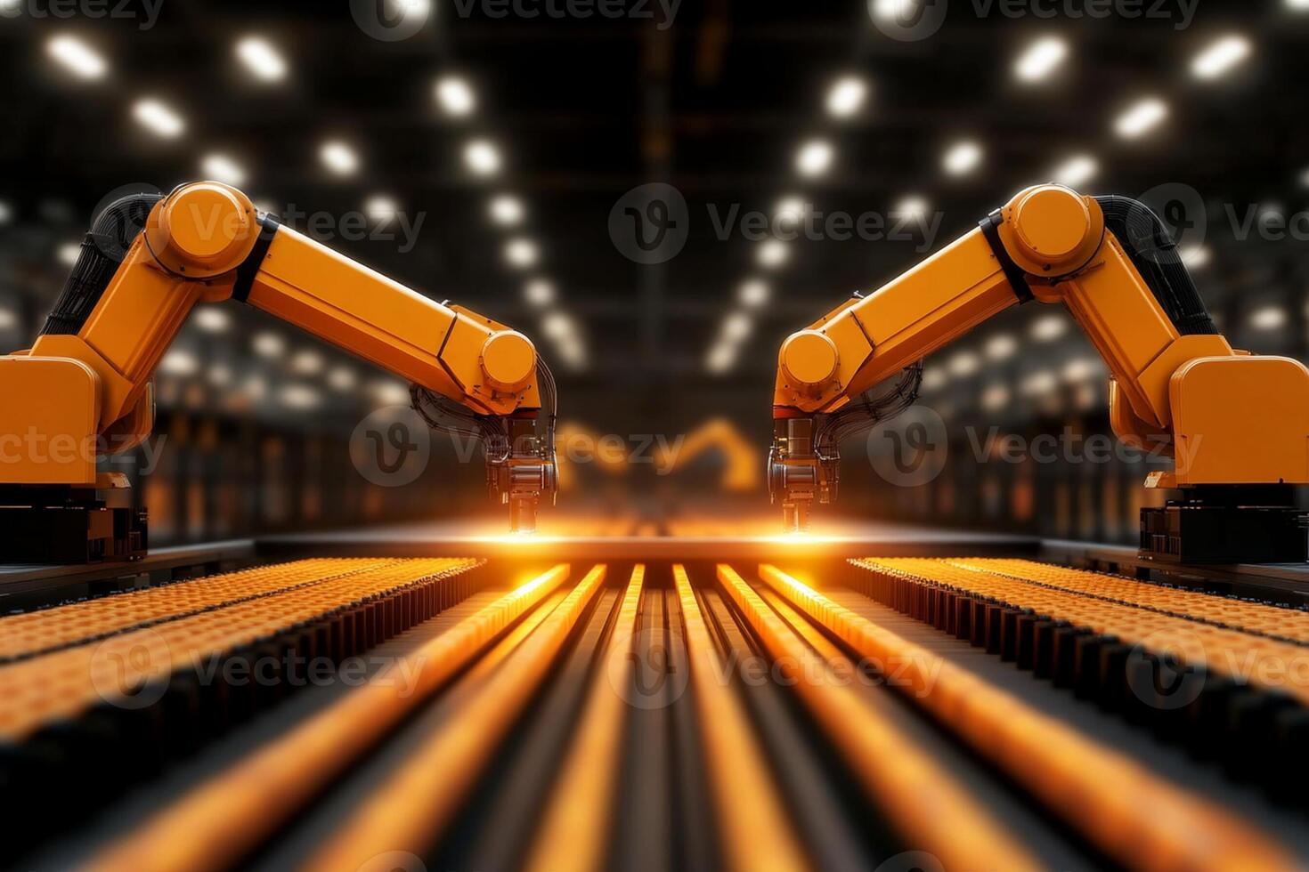 Robots working in an industrial factory photo