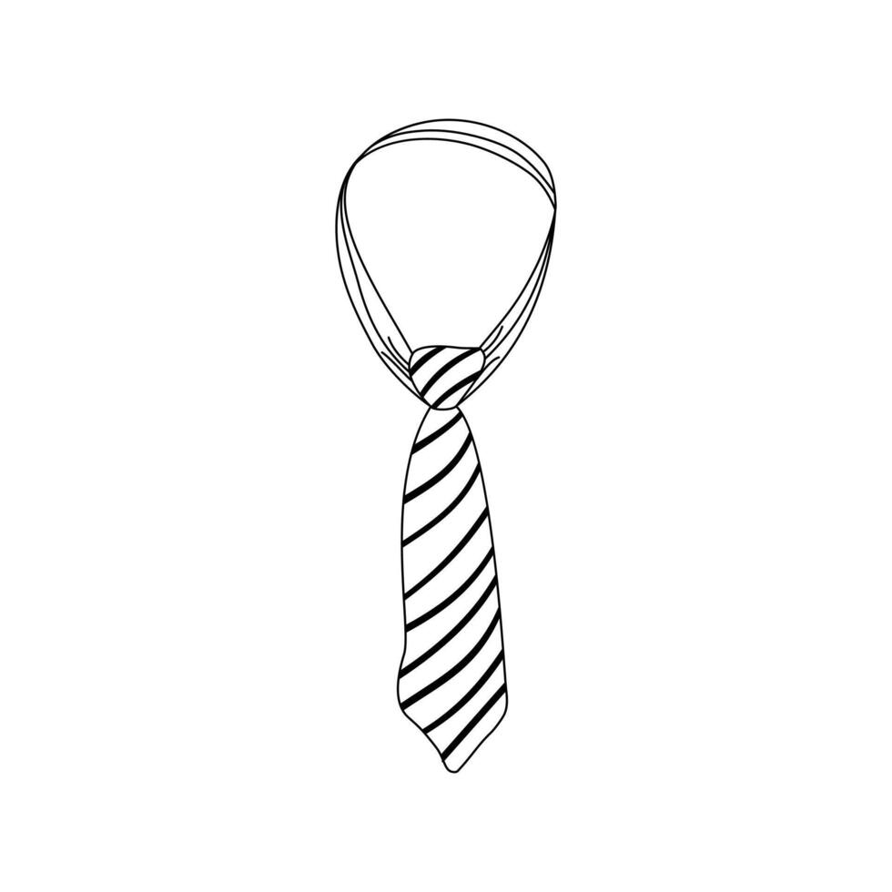 Hand drawn doodle necktie, neckcloth.Stripe pattern tie. Isolated on white background vector