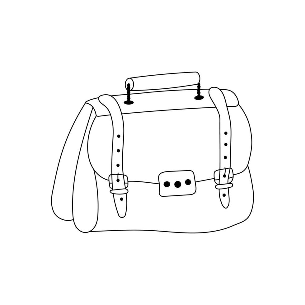 Hand drawn doodle briefcase, leather bag, business briefcase. Isolated on white background vector