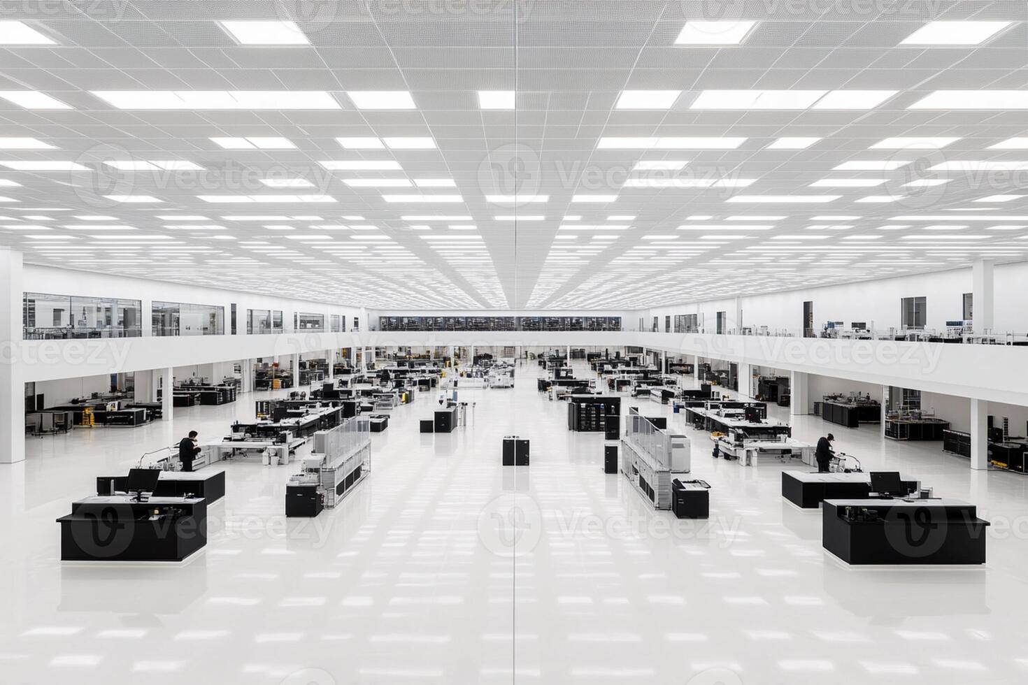 A large room with lots of desks and tables photo