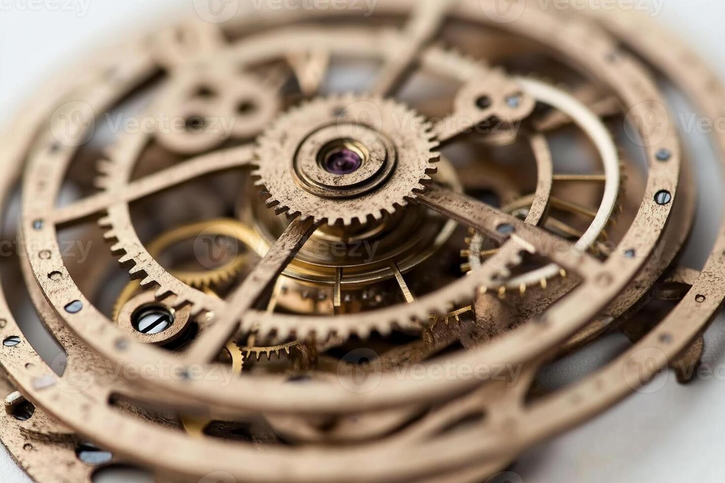 The inside of a watch with gears and gears photo