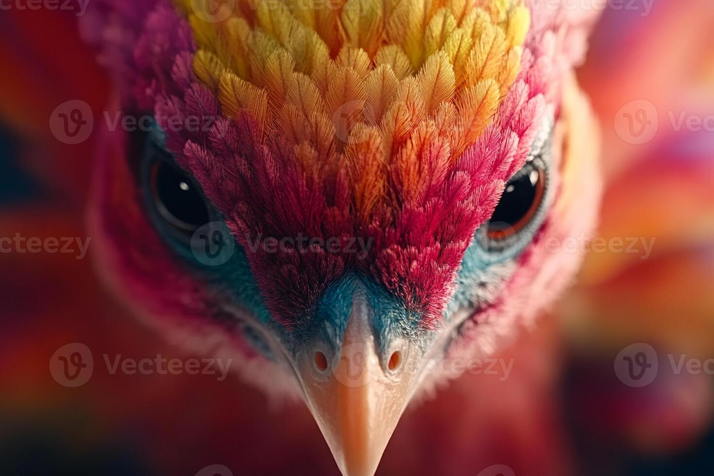 A close up of a colorful bird's face photo