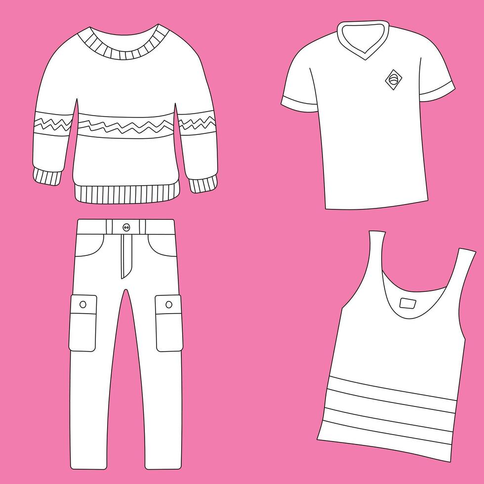 Black and White Clothing Clipart Collection vector