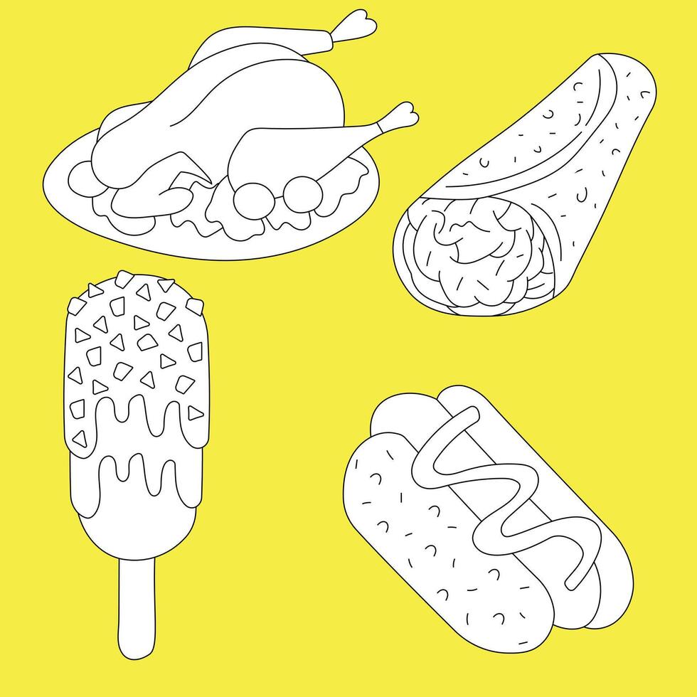 Doodle Food Clipart Set vector