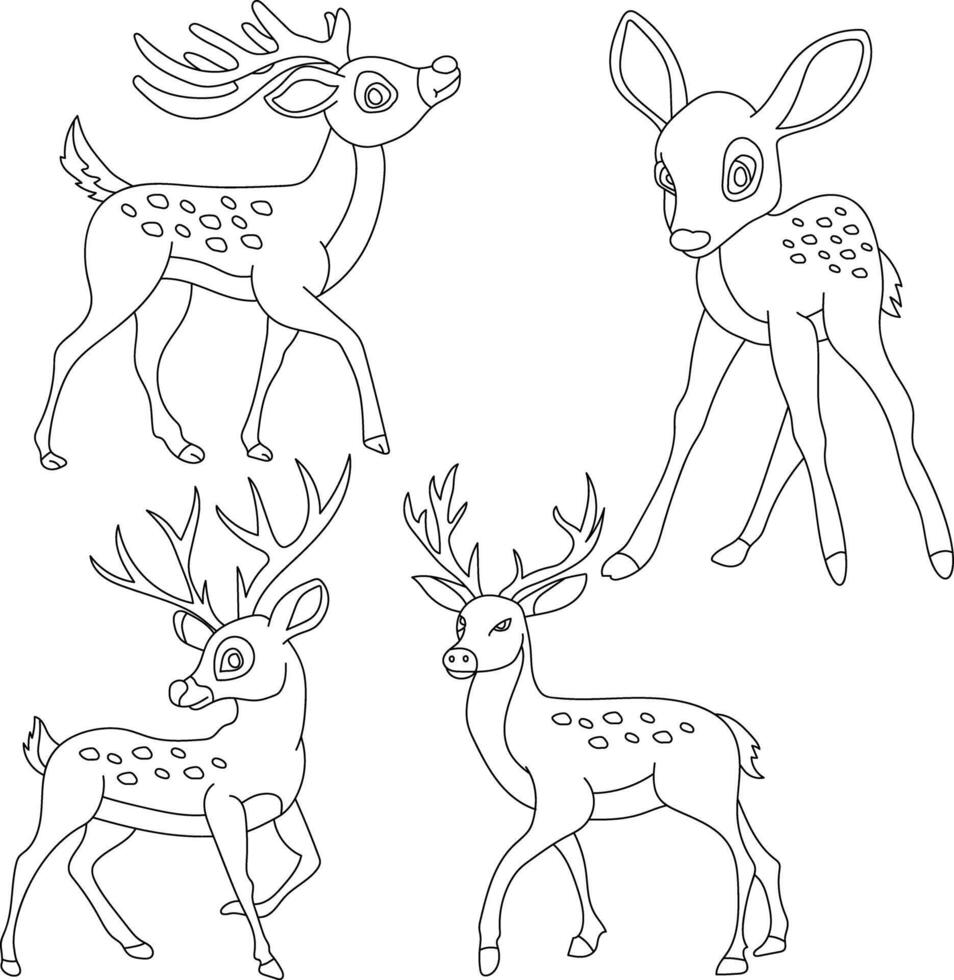 Hand-drawn Deer Clipart Doodles vector