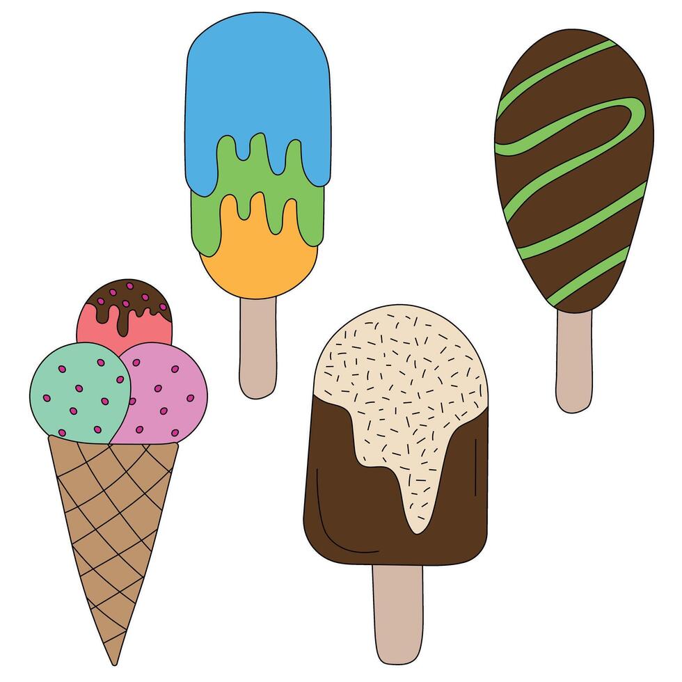 Simple Ice Cream Clipart Doodles vector