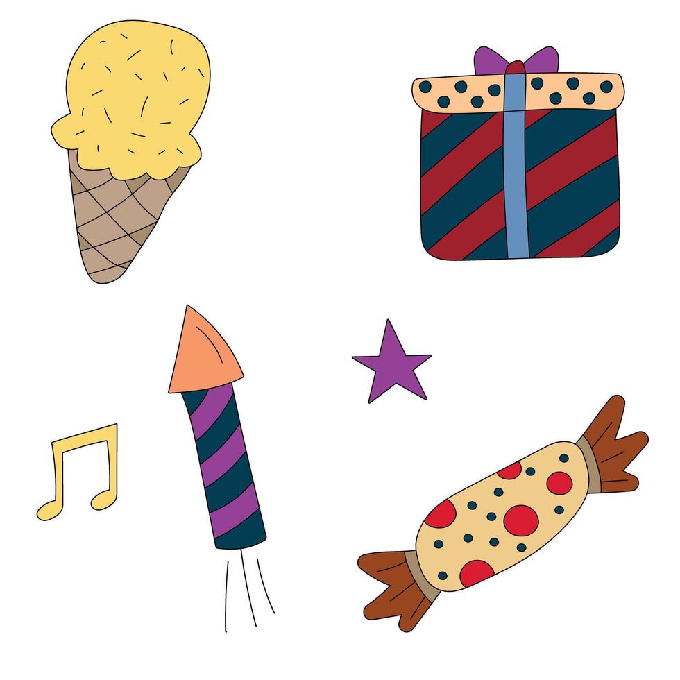 Cartoon Birthday Doodle Clipart vector