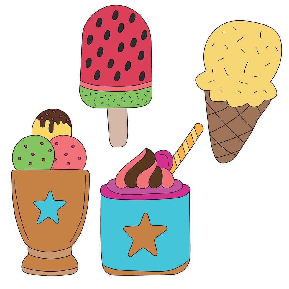 Ice Cream Clipart Doodles vector
