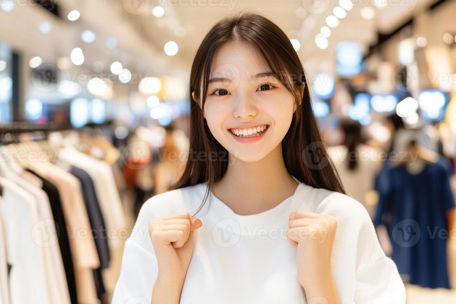 Asian woman in a clothing store photo