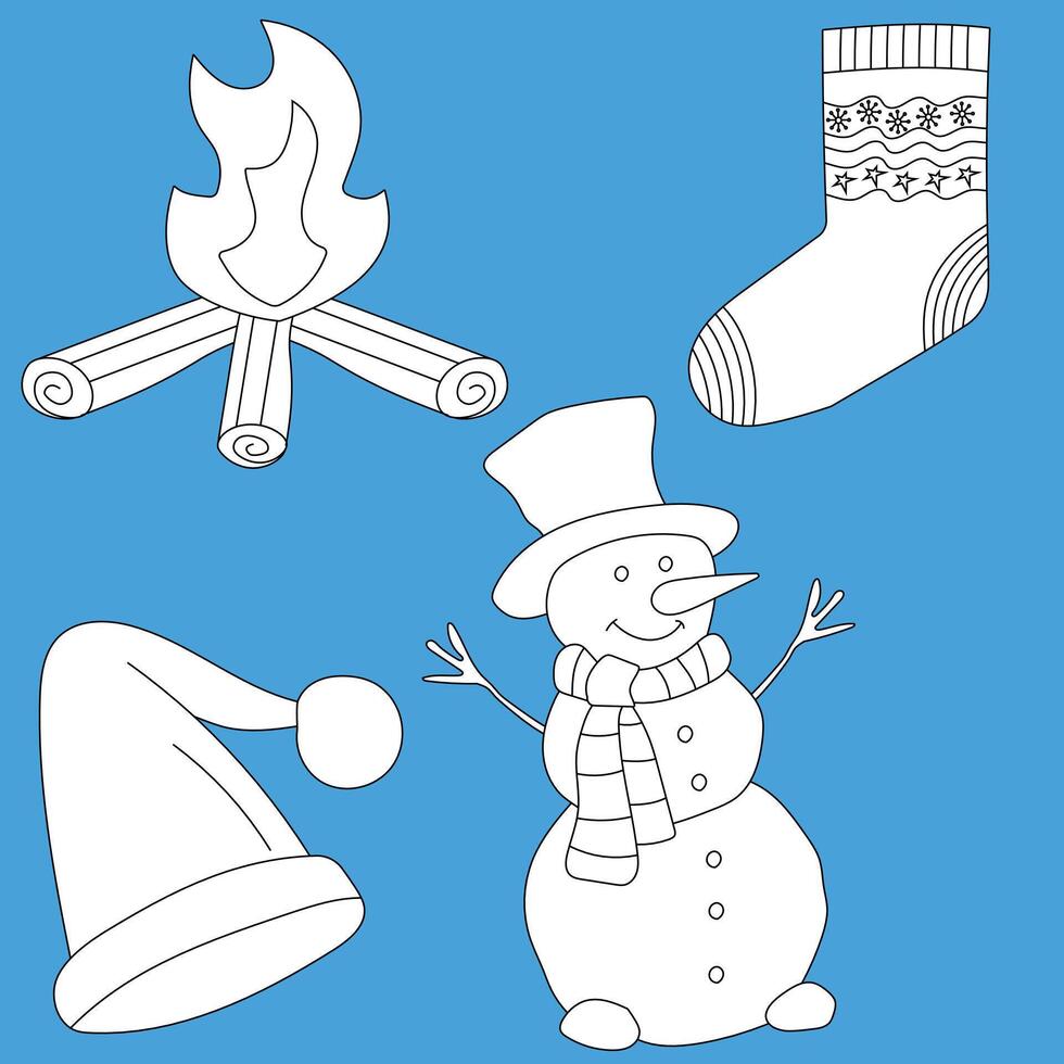Hand-drawn Cartoon Winter Doodles vector