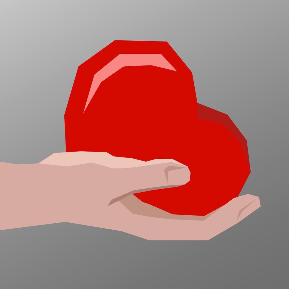 A hand holding a heart. Symbol of love. Love story. vector