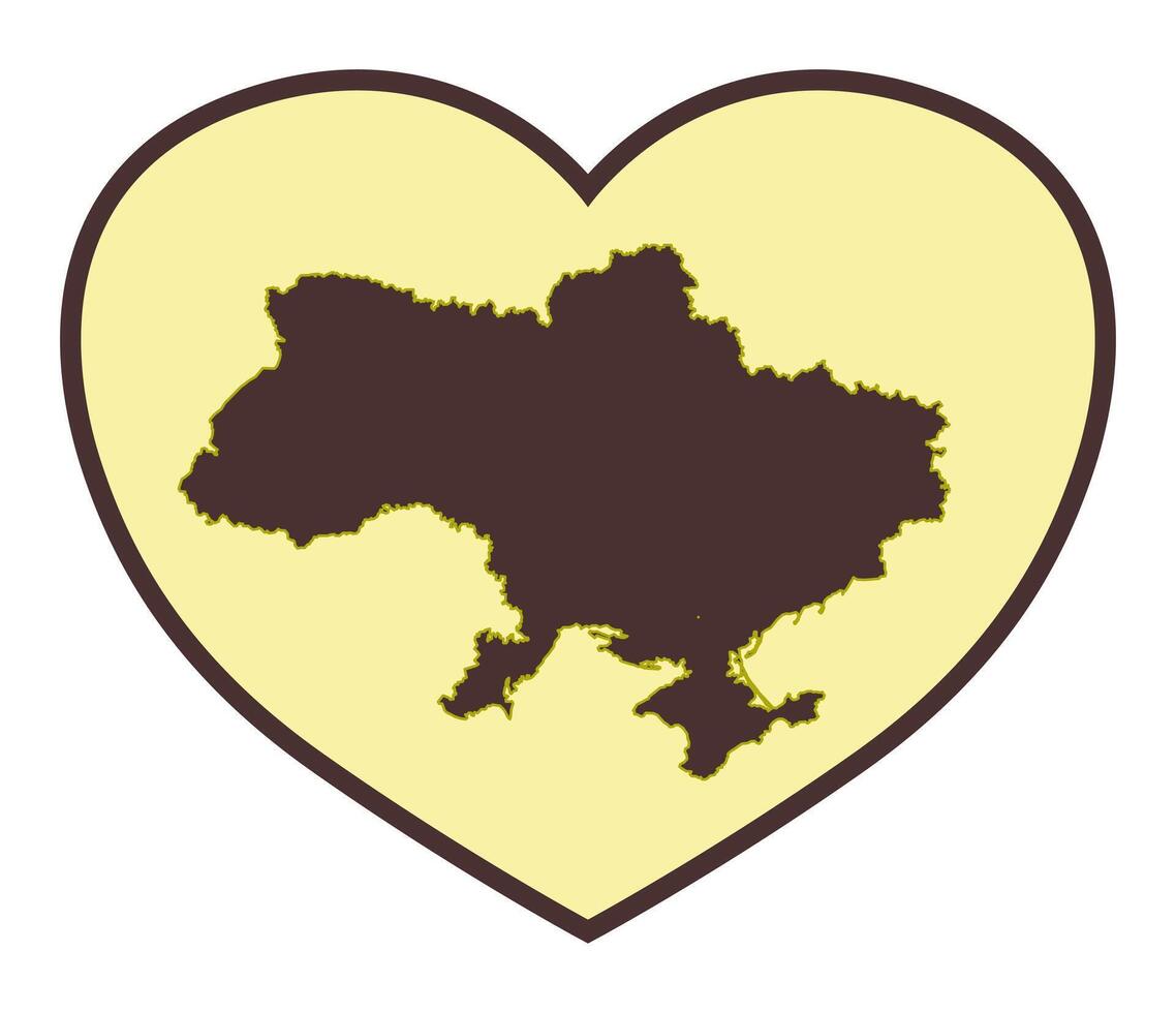 Ukraine in the heart. Abstraction with Ukrainian symbols. Ukrainian patriotism. vector