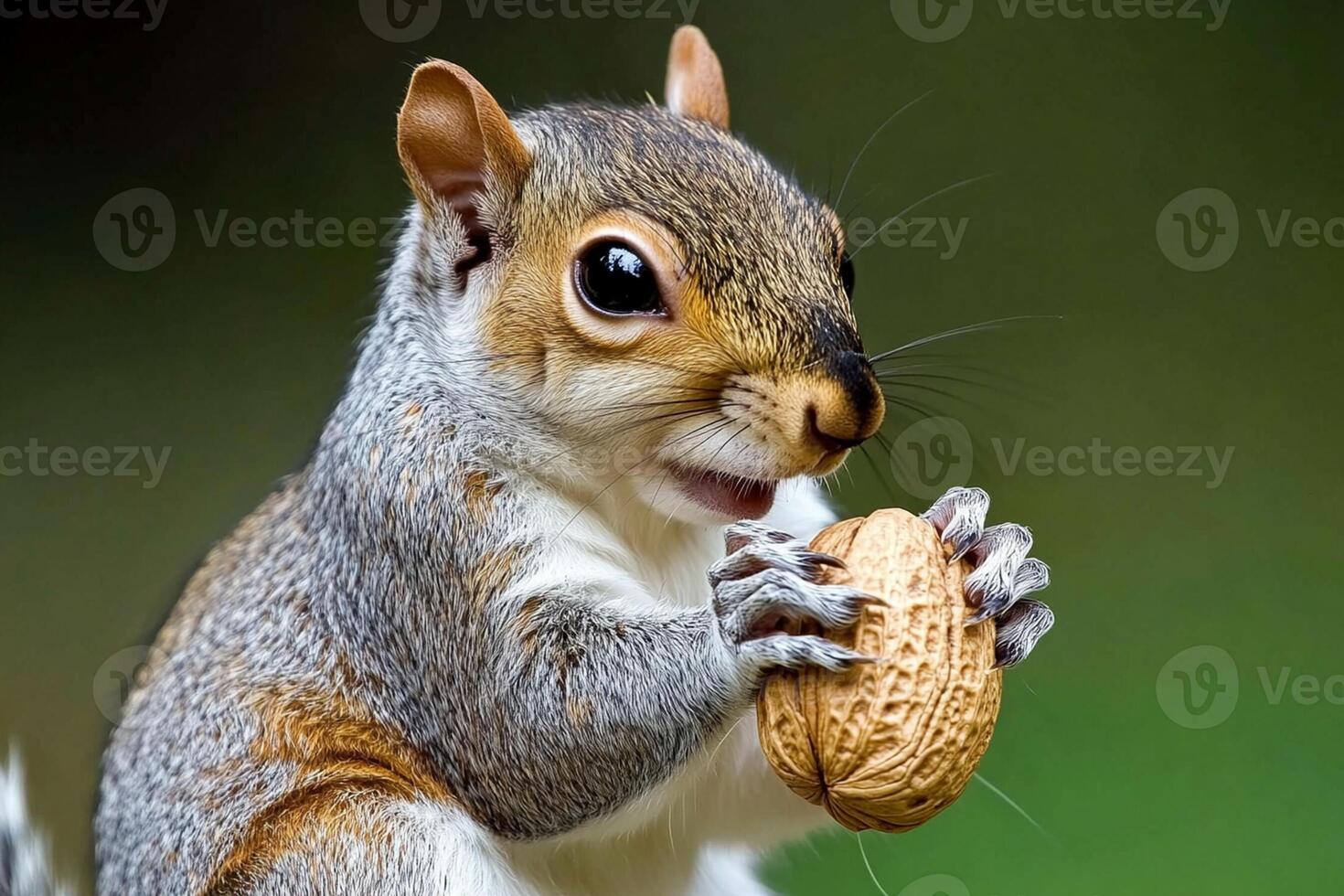A squirrel is eating a nut photo