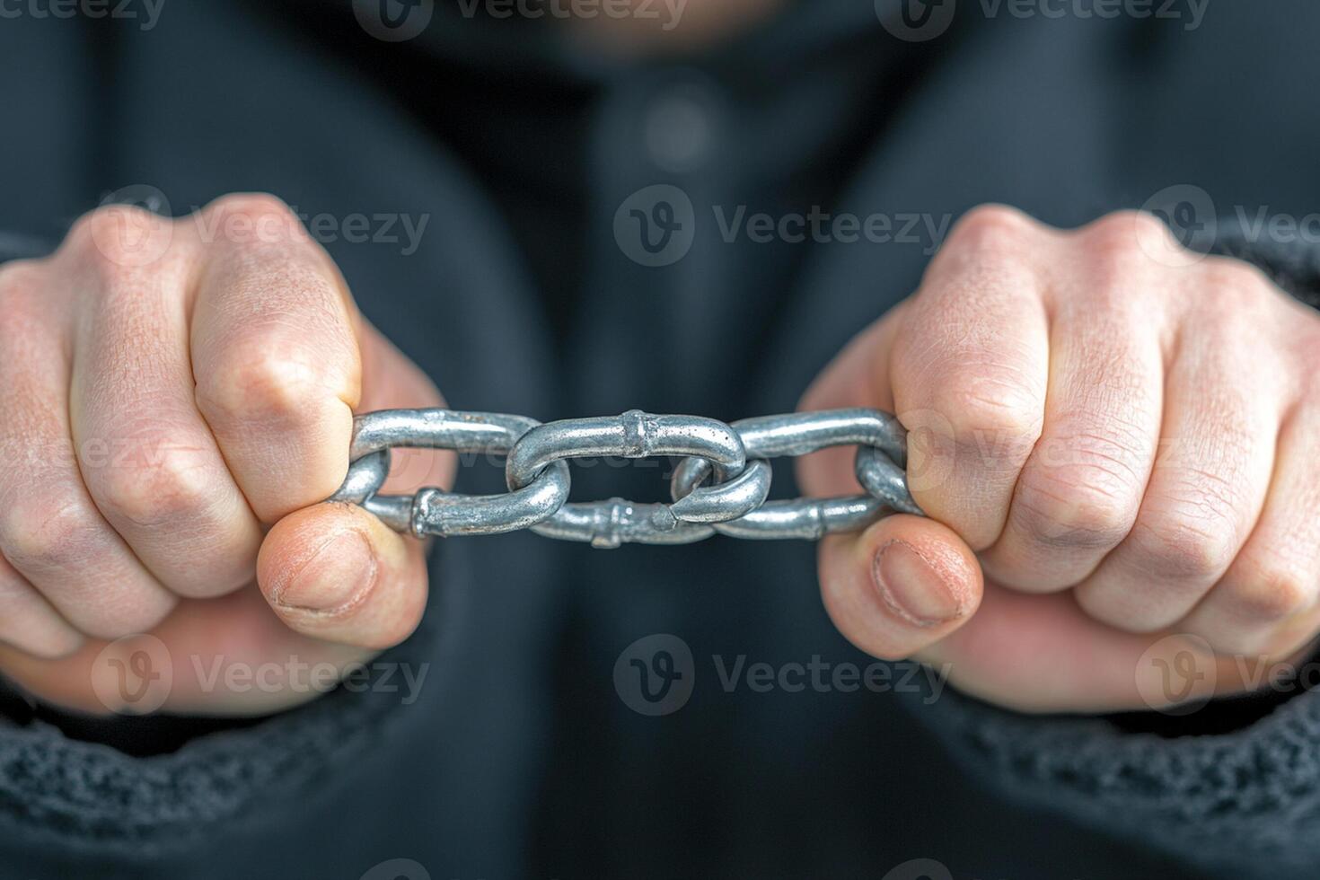 A person holding a chain in their hands photo