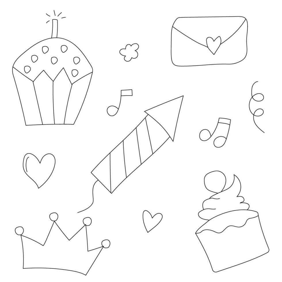 Simple Party Decorations Doodles vector