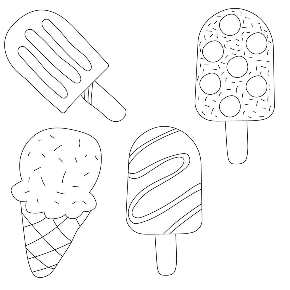 Ice Cream Doodle Clipart Set vector