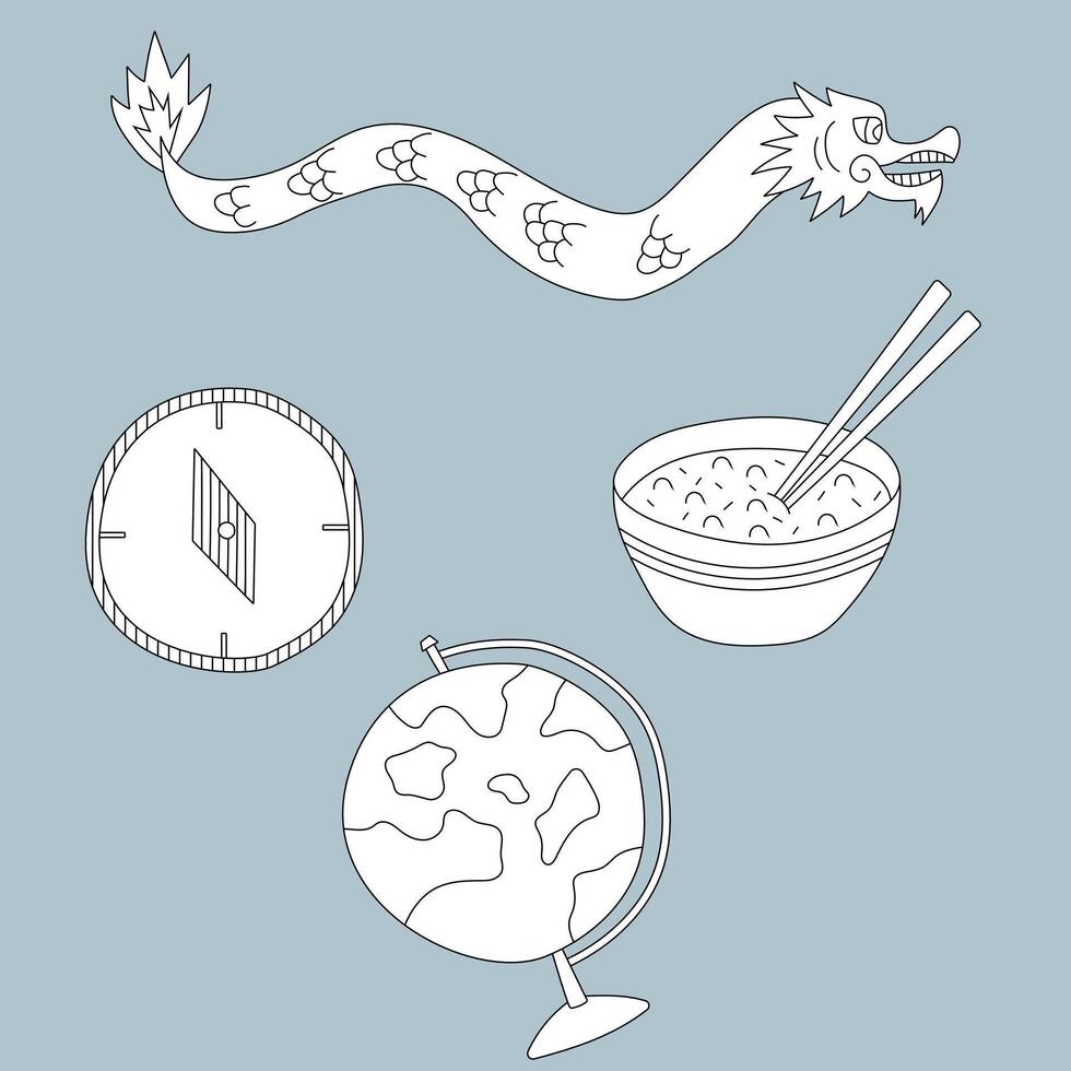 Chinese Clipart Doodles vector